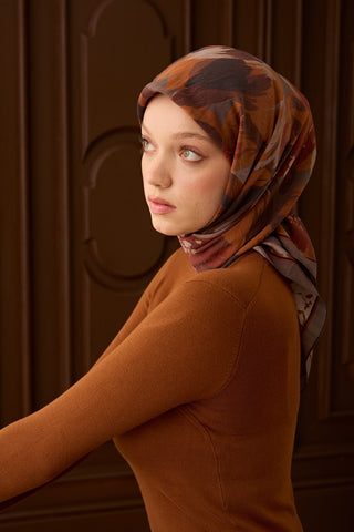 Velora Eşarp Flower Kiremit - Velora Eşarp - | Silk Home