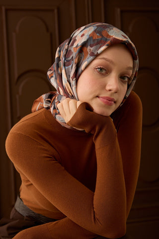 Velora Eşarp Flower Kiremit - Velora Eşarp - | Silk Home