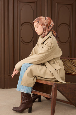 Velora Eşarp Flower Kiremit - Velora Eşarp - | Silk Home