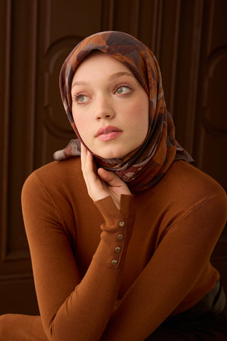 Velora Eşarp Flower Kiremit - Velora Eşarp - | Silk Home