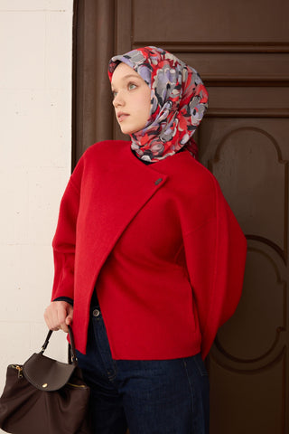 Velora Eşarp Flower Kırmızı - Velora Eşarp - | Silk Home