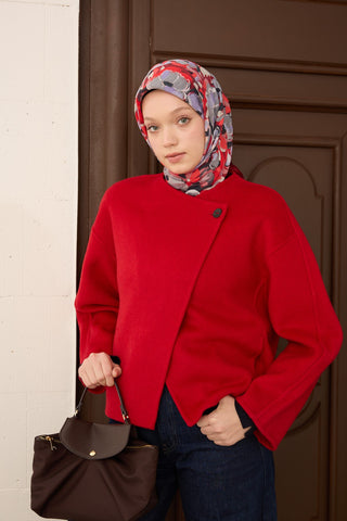 Velora Eşarp Flower Kırmızı - Velora Eşarp - | Silk Home