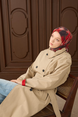 Velora Eşarp Flower Kırmızı - Velora Eşarp - | Silk Home