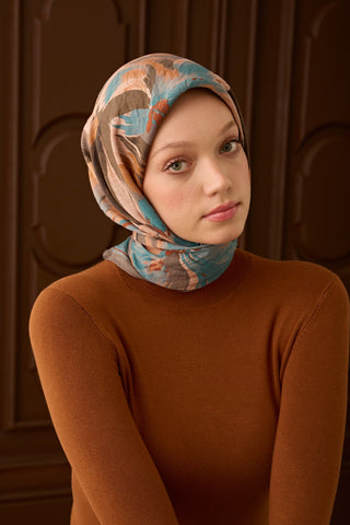 Velora Eşarp Flower Koyu Gri - Velora Eşarp - | Silk Home