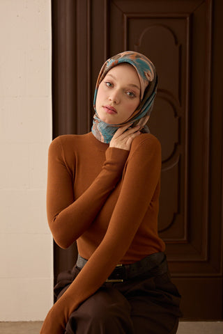 Velora Eşarp Flower Koyu Gri - Velora Eşarp - | Silk Home