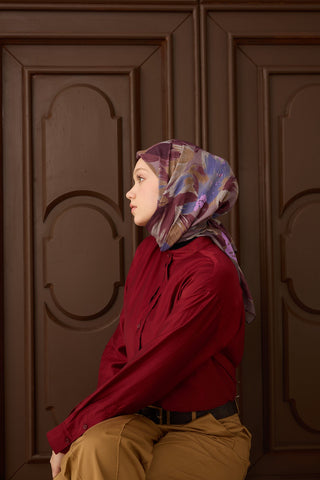 Velora Eşarp Flower Koyu Gülkurusu - Velora Eşarp - | Silk Home