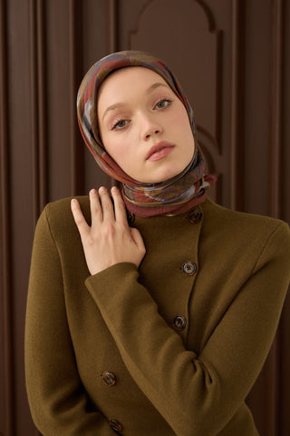 Velora Eşarp Flower Koyu Kiremit - Velora Eşarp - | Silk Home