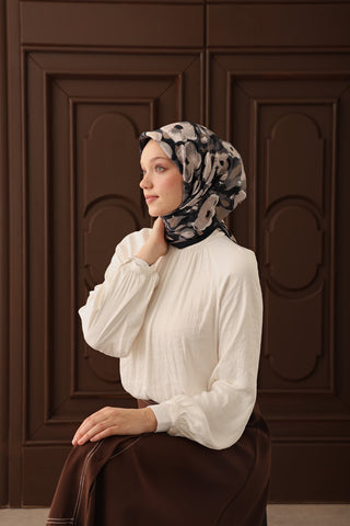 Velora Eşarp Flower Koyu Lacivert - Velora Eşarp - | Silk Home