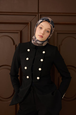 Velora Eşarp Flower Koyu Lacivert - Velora Eşarp - | Silk Home