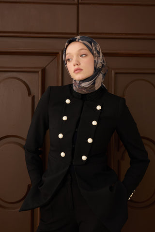 Velora Eşarp Flower Koyu Lacivert - Velora Eşarp - | Silk Home