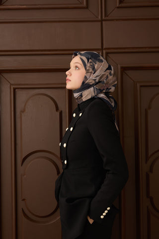 Velora Eşarp Flower Koyu Lacivert - Velora Eşarp - | Silk Home