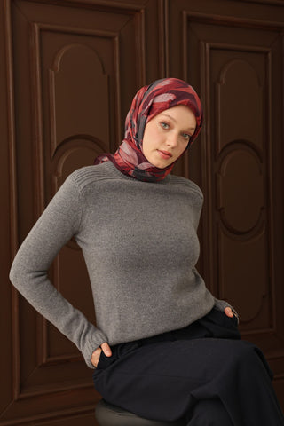 Velora Eşarp Flower Koyu Mor - Velora Eşarp - | Silk Home