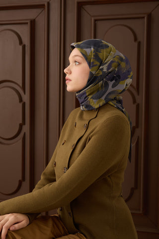 Velora Eşarp Flower Koyu Mor - Velora Eşarp - | Silk Home