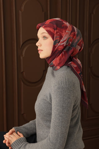 Velora Eşarp Flower Koyu Mor - Velora Eşarp - | Silk Home