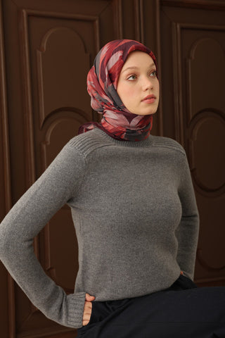 Velora Eşarp Flower Koyu Mor - Velora Eşarp - | Silk Home