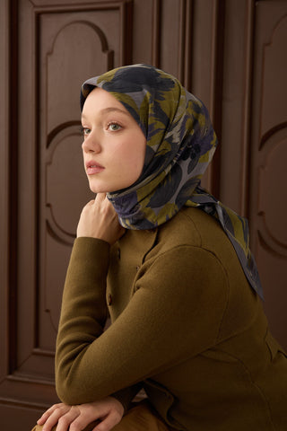 Velora Eşarp Flower Koyu Mor - Velora Eşarp - | Silk Home