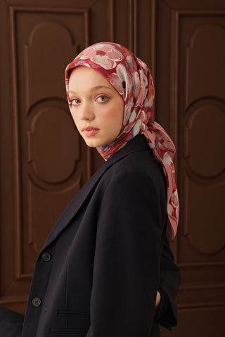 Velora Eşarp Flower Koyu Pembe - Velora Eşarp - | Silk Home