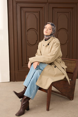Velora Eşarp Flower Koyu Vizon - Velora Eşarp - | Silk Home