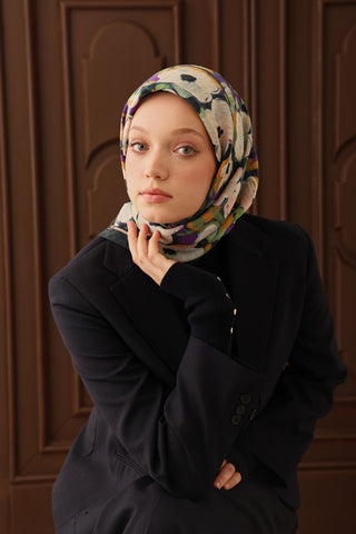 Velora Eşarp Flower Koyu Zümrüt - Velora Eşarp - | Silk Home