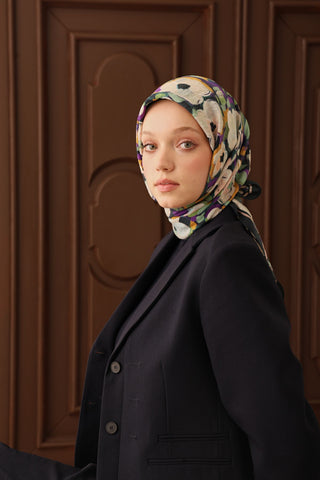 Velora Eşarp Flower Koyu Zümrüt - Velora Eşarp - | Silk Home