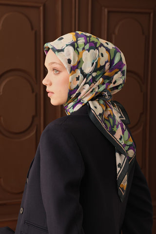 Velora Eşarp Flower Koyu Zümrüt - Velora Eşarp - | Silk Home