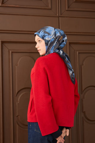 Velora Eşarp Flower Lacivert - Velora Eşarp - | Silk Home