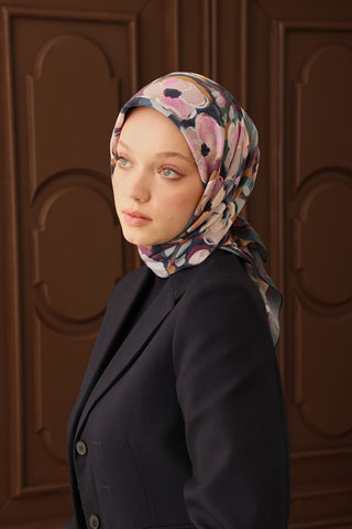 Velora Eşarp Flower Lacivert - Velora Eşarp - | Silk Home