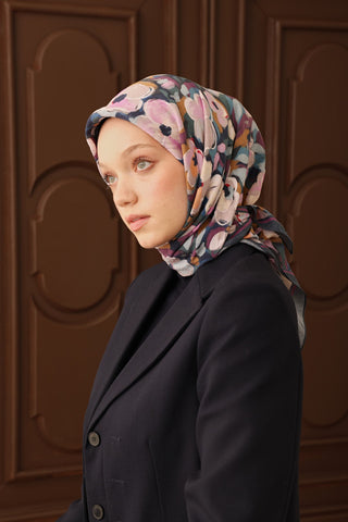 Velora Eşarp Flower Lacivert - Velora Eşarp - | Silk Home