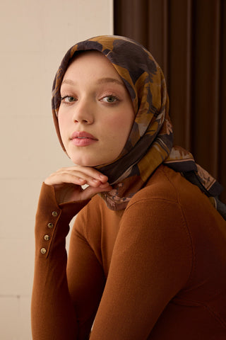 Velora Eşarp Flower Lacivert - Velora Eşarp - | Silk Home