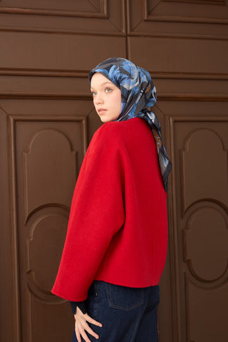 Velora Eşarp Flower Lacivert - Velora Eşarp - | Silk Home