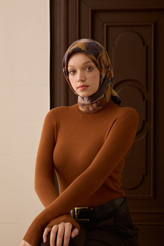 Velora Eşarp Flower Lacivert - Velora Eşarp - | Silk Home