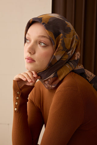 Velora Eşarp Flower Lacivert - Velora Eşarp - | Silk Home