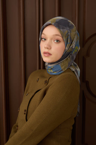 Velora Eşarp Flower Mavi - Velora Eşarp - | Silk Home