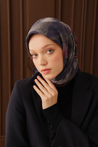 Velora Eşarp Flower Morcivert