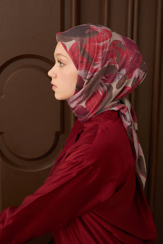 Velora Eşarp Flower Mürdüm - Velora Eşarp - | Silk Home