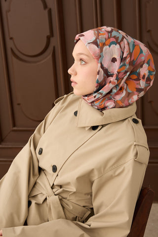 Velora Eşarp Flower Pembe - Velora Eşarp - | Silk Home