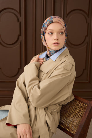 Velora Eşarp Flower Sütlü Kahve - Velora Eşarp - | Silk Home