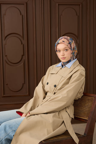 Velora Eşarp Flower Sütlü Kahve - Velora Eşarp - | Silk Home
