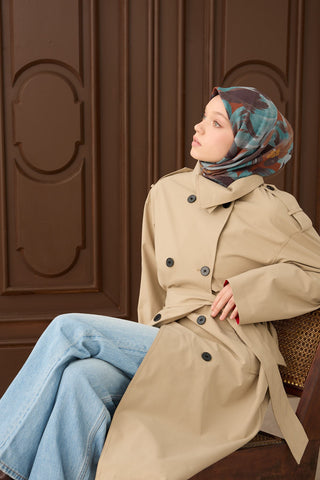 Velora Eşarp Flower Turkuaz - Velora Eşarp - | Silk Home