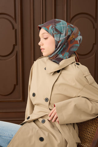 Velora Eşarp Flower Turkuaz - Velora Eşarp - | Silk Home