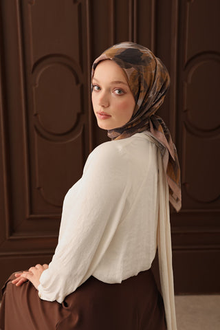 Velora Eşarp Flower Vizon - Velora Eşarp - | Silk Home