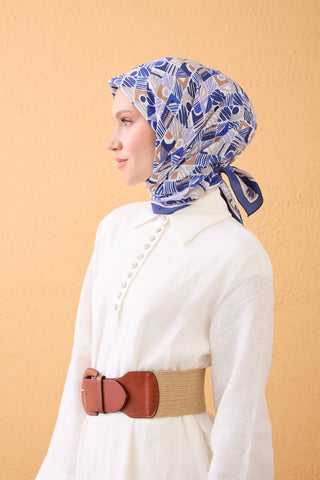 Velora Scarf Geo Mosaic Navy