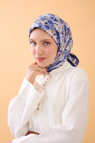 Velora Scarf Geo Mosaic Navy