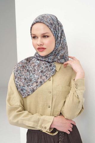 Velora Eşarp Modern Flora Bebe Mavi 90x90