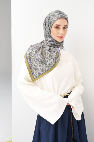 Velora Eşarp Modern Flora Gri 90x90