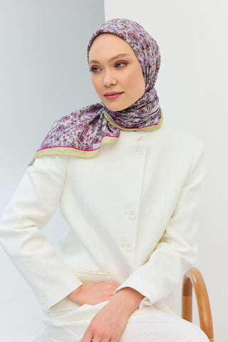 Velora Eşarp Modern Flora Lila 90x90 - Velora Eşarp - | Silk Home