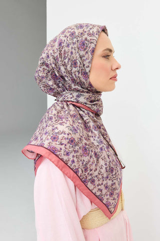 Velora Eşarp Modern Flora Pembe 90x90