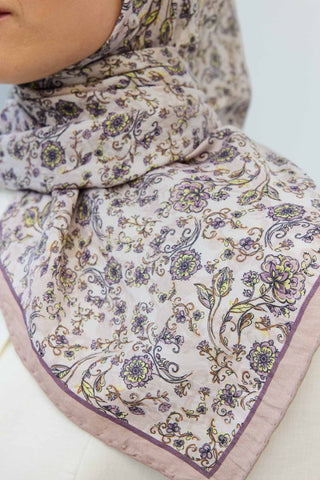 Velora Eşarp Modern Flora Vizon 90x90 - Velora Eşarp - | Silk Home