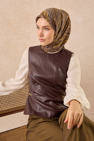 Velora Eşarp Modern Zebra Acı Kahve