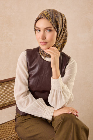 Velora Eşarp Modern Zebra Acı Kahve